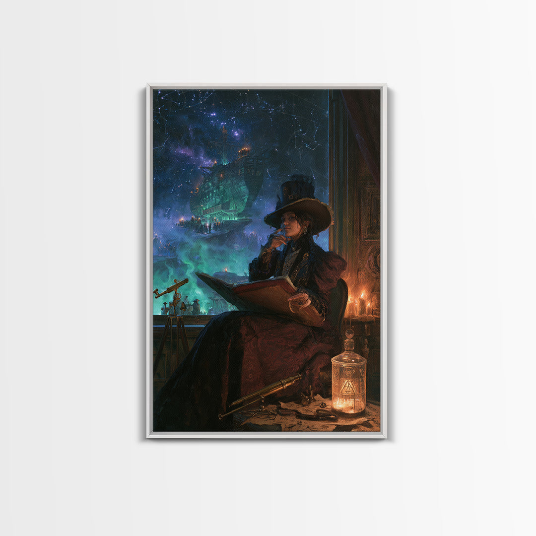 The Candelit Ark Of Forgotten Stars, Victorian Gothic Art, Vertical Wall Art, Canvas Print, Gothic Wall Decor, Halloween Portrait Art