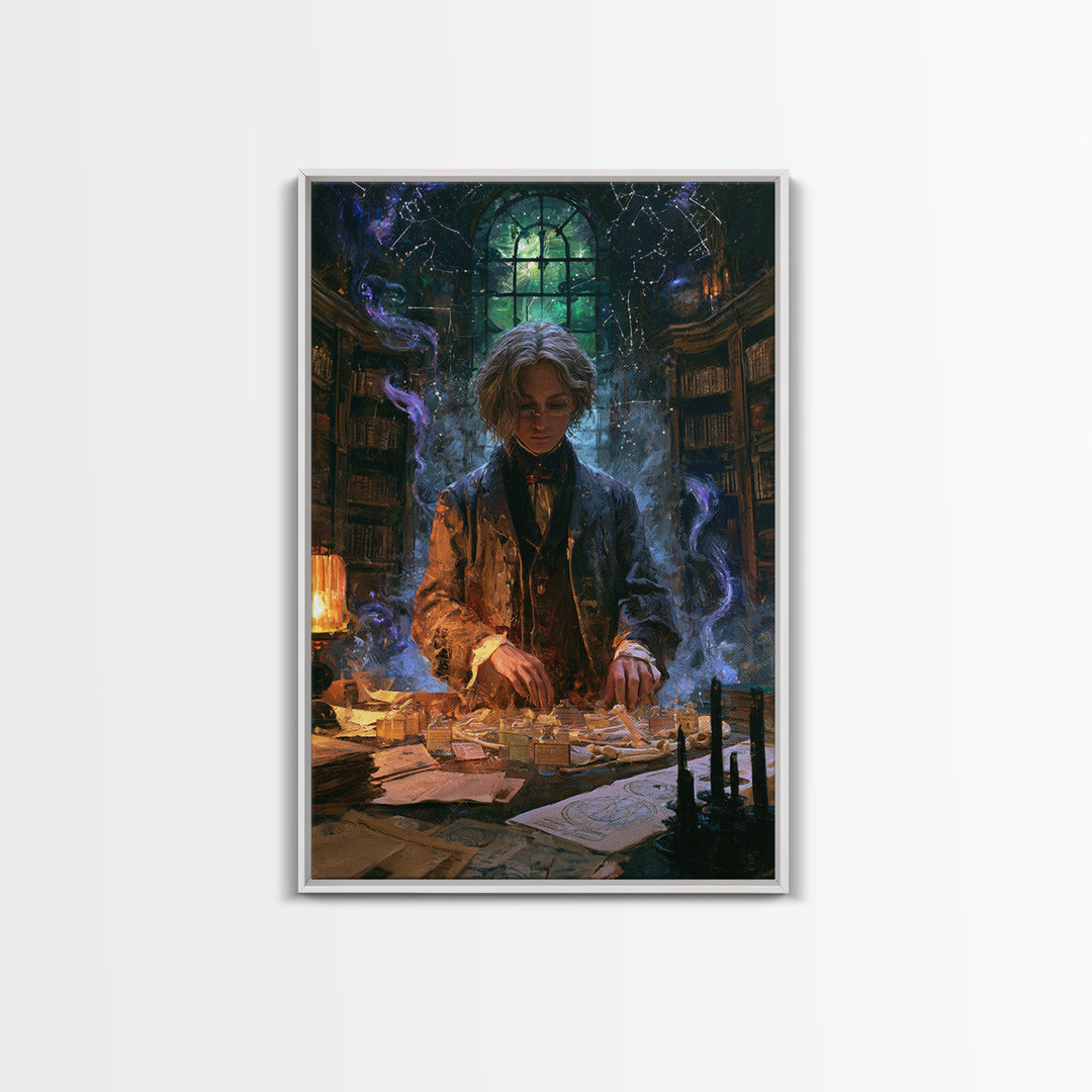 The Archivist Of Dreaming Bones, Victorian Cosmic Horror, Vertical Wall Art, Framed Canvas Print, Gothic Wall Decor, Halloween Portrait Art
