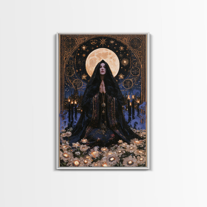 The Garden Of The Eyeless Moon, Lovecraftian Portrait Art, Vertical Wall Art, Framed Canvas Print, Gothic Wall Decor, Halloween Portrait Art