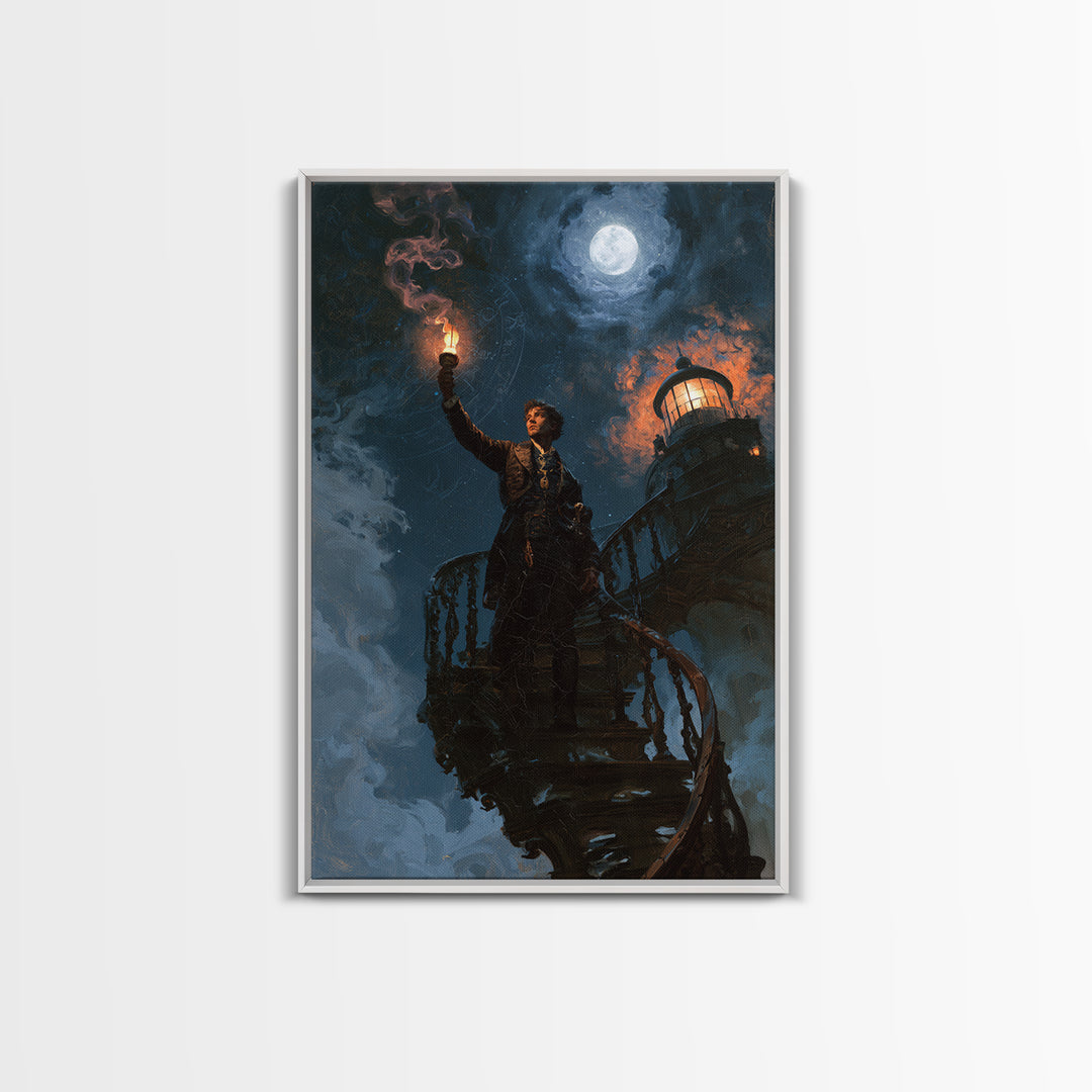The Last Lighthouse Of Y’Ha-Nthlei, Victorian Horror Portrait, Vertical Wall Art, Canvas Print, Gothic Wall Decor, Halloween Portrait Art