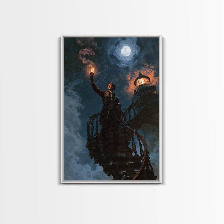 The Last Lighthouse Of Y’Ha-Nthlei, Victorian Horror Portrait, Vertical Wall Art, Canvas Print, Gothic Wall Decor, Halloween Portrait Art