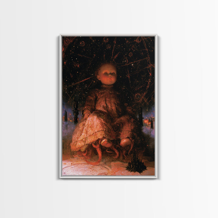The Doll From Beyond The Void, Victorian Horror Portrait, Vertical Wall Art, Canvas Print, Gothic Wall Decor, Halloween Portrait Art
