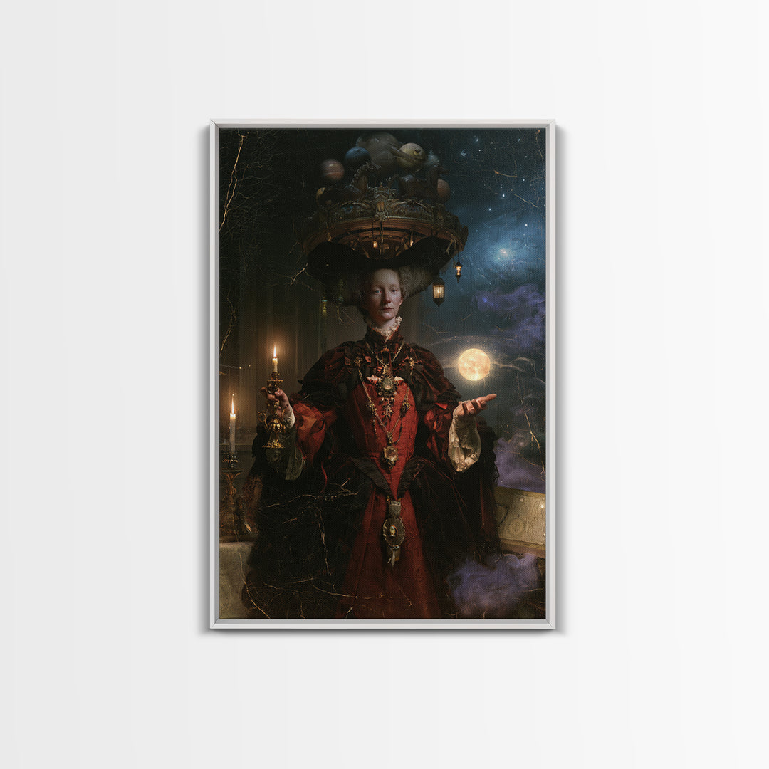 The Carousel Of Sleeping Planets, Victorian Gothic Art, Vertical Wall Art, Canvas Print, Gothic Wall Decor, Halloween Portrait Art