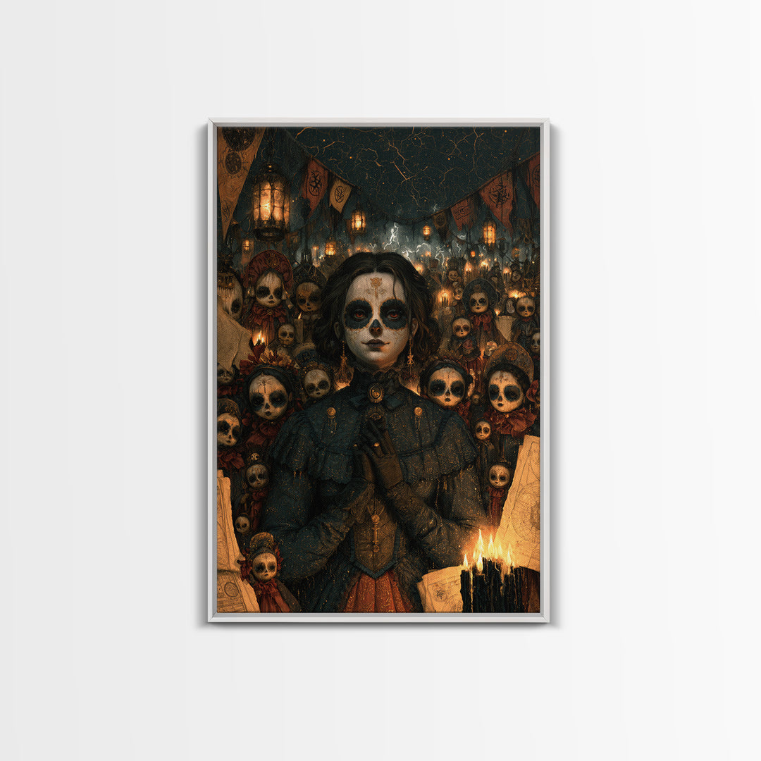The Festival Of The Little Old Ones, Macabre Victorian Decor, Vertical Wall Art, Framed Canvas Print, Gothic Wall Decor, Gothic Home Decor