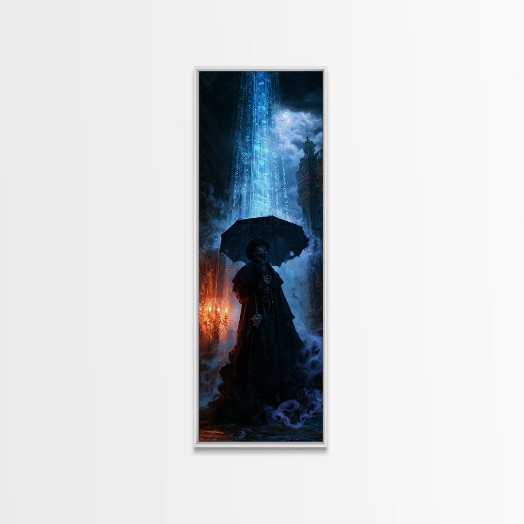 The Umbrella Of The Outer Rain, Victorian Cosmic Horror, Tall Narrow Wall Art, Canvas Print, Gothic Wall Decor, Halloween Portrait Art