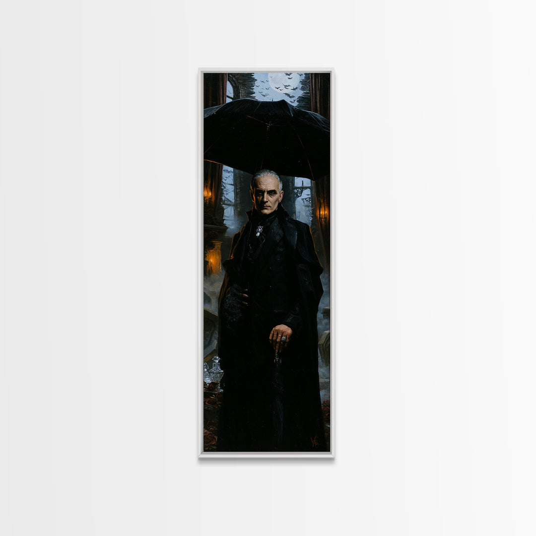 The Cemetery Gentleman, Victorian Vampire Portrait, Tall Narrow Canvas Print, Macabre Home Decor, Spooky Season Decor, Classic Monster Art