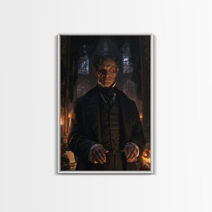 The Parish Beast, Victorian Werewolf Portrait, Vertical Canvas Print, Dark Academia Decor, Canvas Print, Classic Monster Art