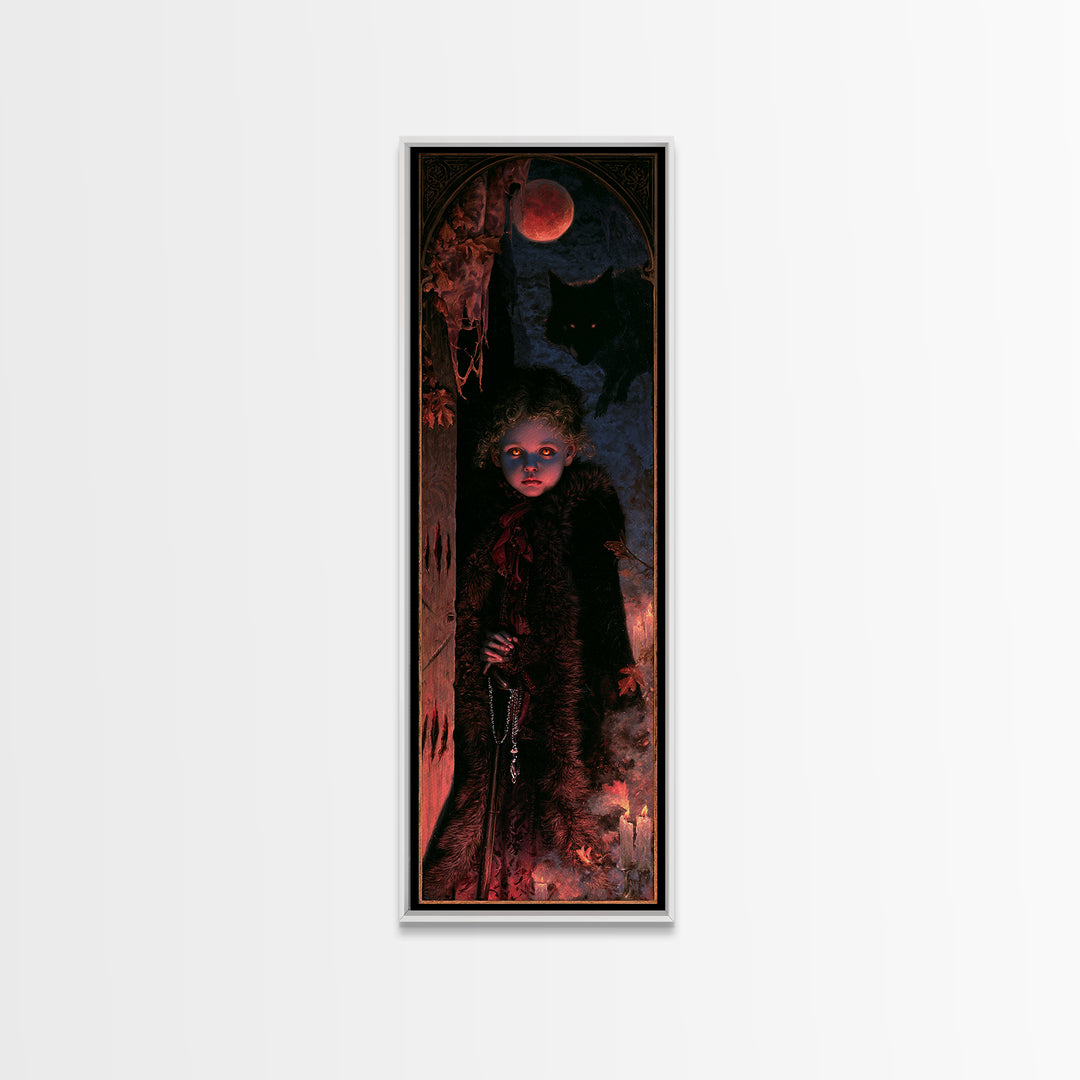 The Wolf-Child Of Ash Lane, Victorian Werewolf Portrait, Tall Narrow Canvas Print, Gothic Home Decor, Gothic Wall Decor, Classic Monster Art