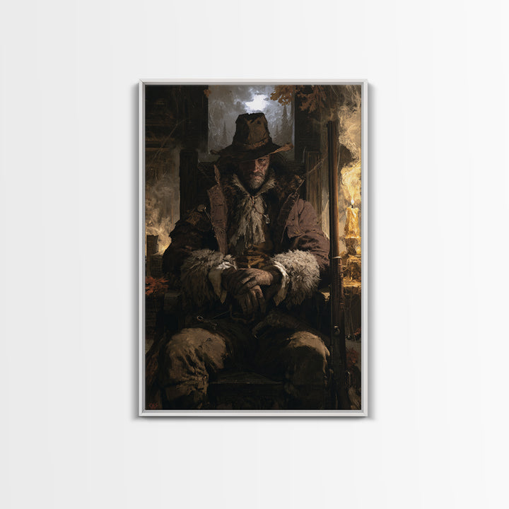 The Midnight Gamekeeper, Victorian Werewolf Portrait, Vertical Canvas Print, Antique Style Decor, Classic Monster Art