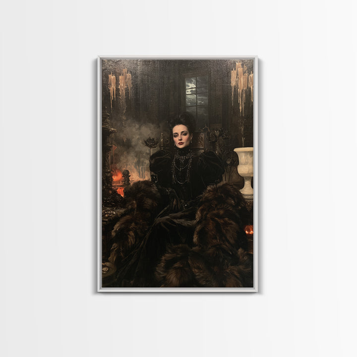 The Heiress Of Howling Fen, Victorian Werewolf Portrait, Vertical Canvas Print, Gothic Home Decor, Classic Monster Art