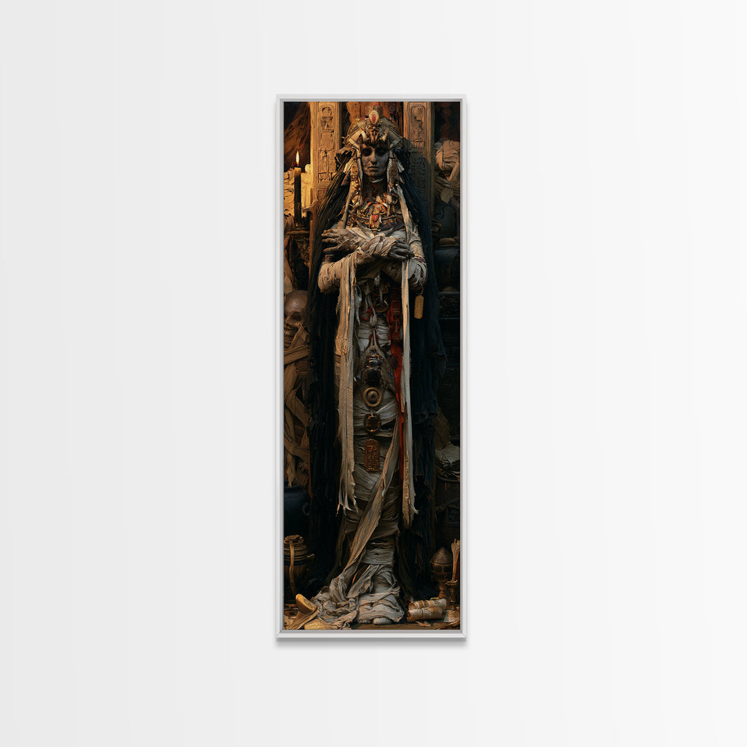 The Pharaoh’s Bride, Victorian Mummy Portrait, Tall Narrow Canvas Print, Macabre Home Decor, Canvas Print, Classic Monster Art