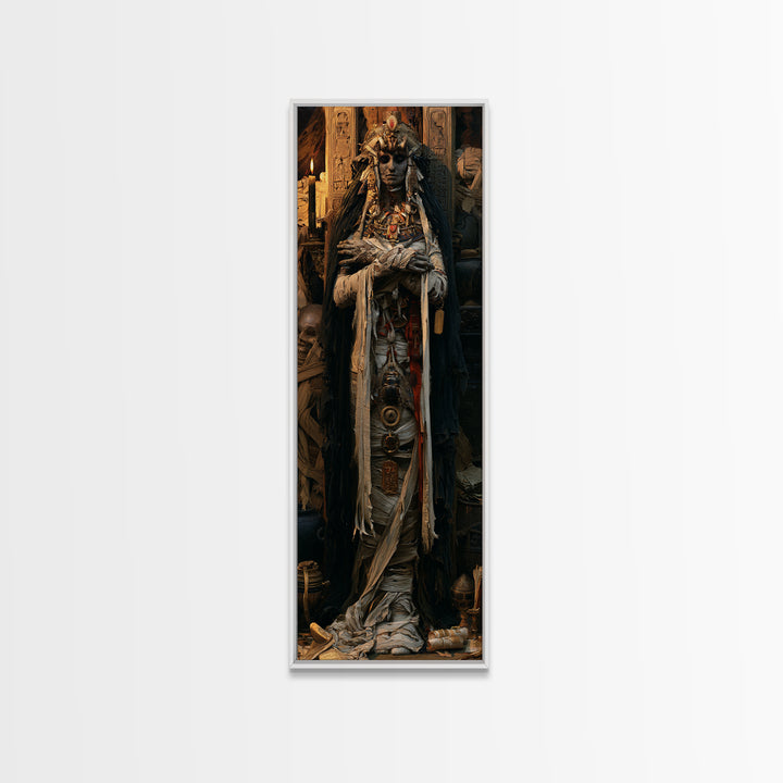 The Pharaoh’s Bride, Victorian Mummy Portrait, Tall Narrow Canvas Print, Macabre Home Decor, Canvas Print, Classic Monster Art