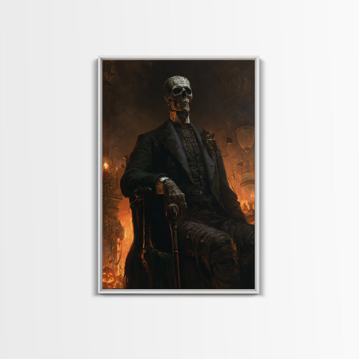 The Tomb Gentleman, Victorian Mummy Portrait, Vertical Canvas Print, Antique Style Decor, Halloween Portrait Art, Classic Monster Art
