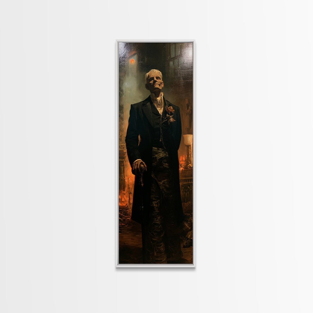 The Tomb Gentleman, Victorian Mummy Portrait, Tall Narrow Canvas Print, Macabre Home Decor, Canvas Print, Classic Monster Art