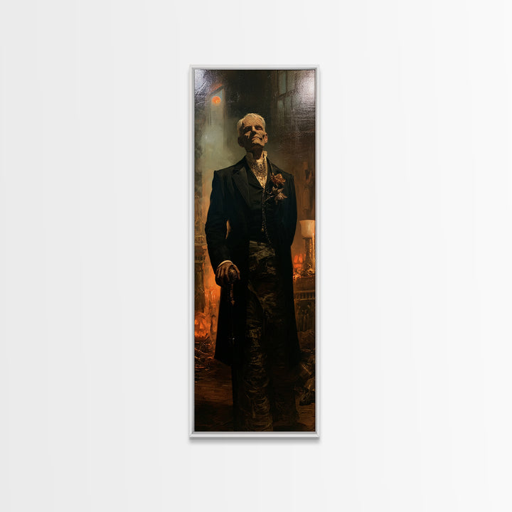 The Tomb Gentleman, Victorian Mummy Portrait, Tall Narrow Canvas Print, Macabre Home Decor, Canvas Print, Classic Monster Art