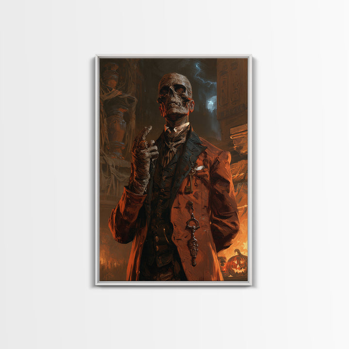 The Linen Baron, Victorian Mummy Portrait, Vertical Canvas Print, Gothic Home Decor, Antique Horror Decor, Classic Monster Art
