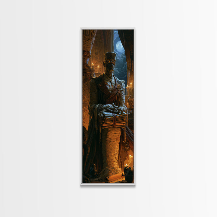 The Desert Archivist, Victorian Mummy Portrait, Tall Narrow Canvas Print, Dark Academia Decor, Canvas Print, Classic Monster Art