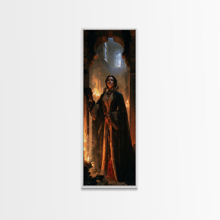 The Lost Nile Countess, Victorian Mummy Portrait, Tall Narrow Canvas Print, Antique Style Decor, Spooky Season Decor, Classic Monster Art