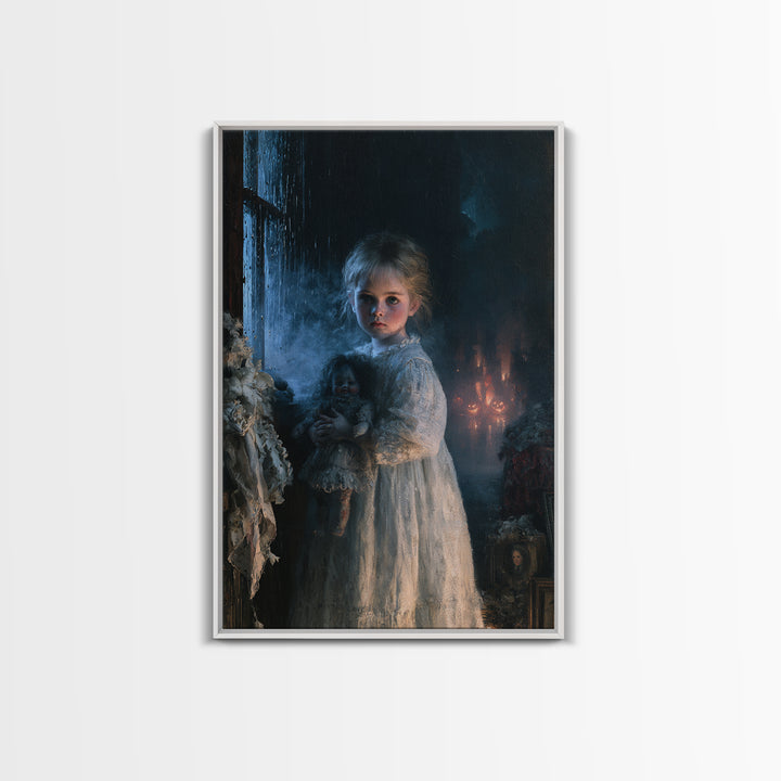 The Nursery Wisp, Victorian Ghost Portrait, Vertical Canvas Print, Dark Academia Decor, Gothic Wall Decor, Classic Monster Art