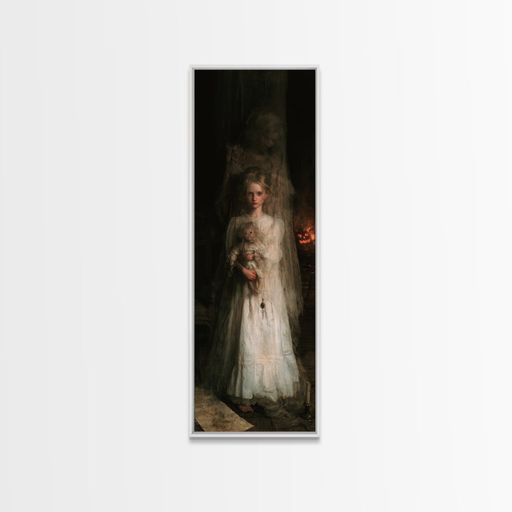 The Nursery Wisp, Victorian Ghost Portrait, Tall Narrow Canvas Print, Gothic Home Decor, Canvas Print, Classic Monster Art