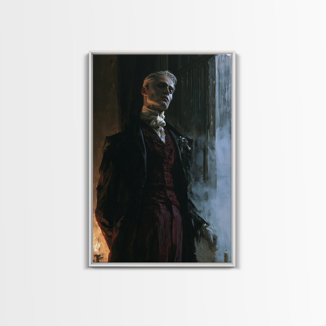 The Ballroom Phantom, Victorian Ghost Portrait, Vertical Canvas Print, Classic Halloween Decor, Gothic Wall Decor, Classic Monster Art