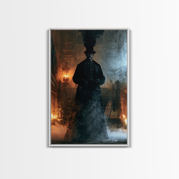 The Railway Ghost, Victorian Ghost Portrait, Vertical Canvas Print, Classic Halloween Decor, Antique Horror Decor, Classic Monster Art