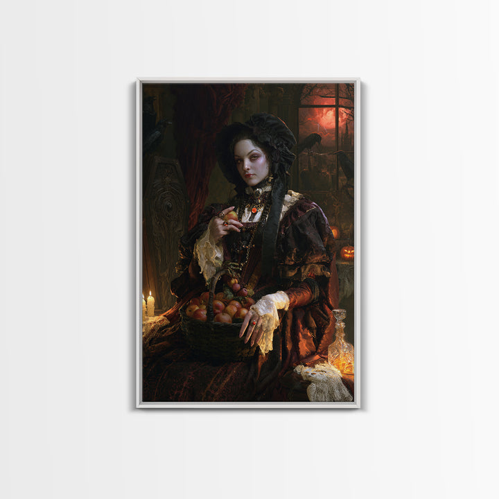 The Orchard Hexer, Victorian Witch Portrait, Vertical Canvas Print, Macabre Home Decor, Halloween Portrait Art, Classic Monster Art