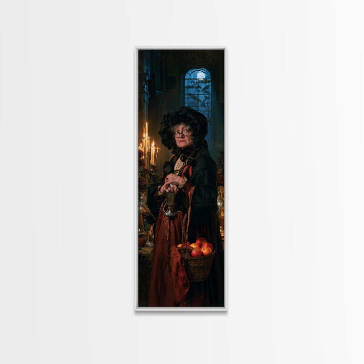 The Orchard Hexer, Victorian Witch Portrait, Tall Narrow Canvas Print, Macabre Home Decor, Spooky Season Decor, Classic Monster Art
