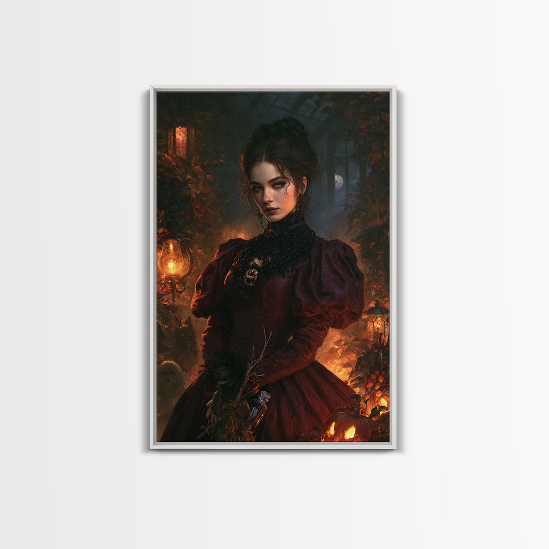 The Velvet Coven Sister, Victorian Witch Portrait, Vertical Canvas Print, Gothic Home Decor, Gothic Wall Decor, Classic Monster Art