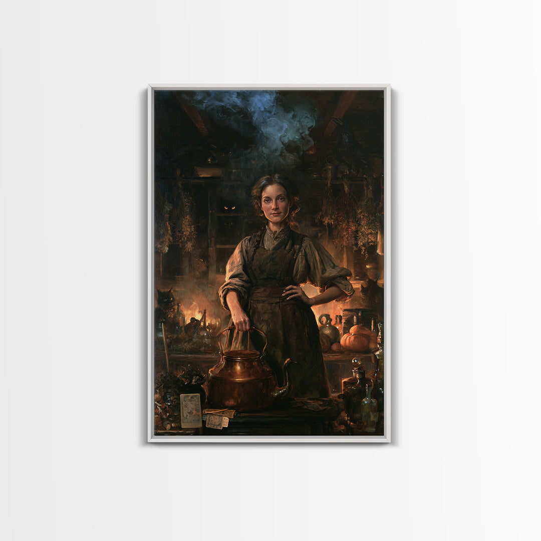 The Kitchen Witch, Victorian Witch Portrait, Vertical Canvas Print, Macabre Home Decor, Halloween Portrait Art, Classic Monster Art