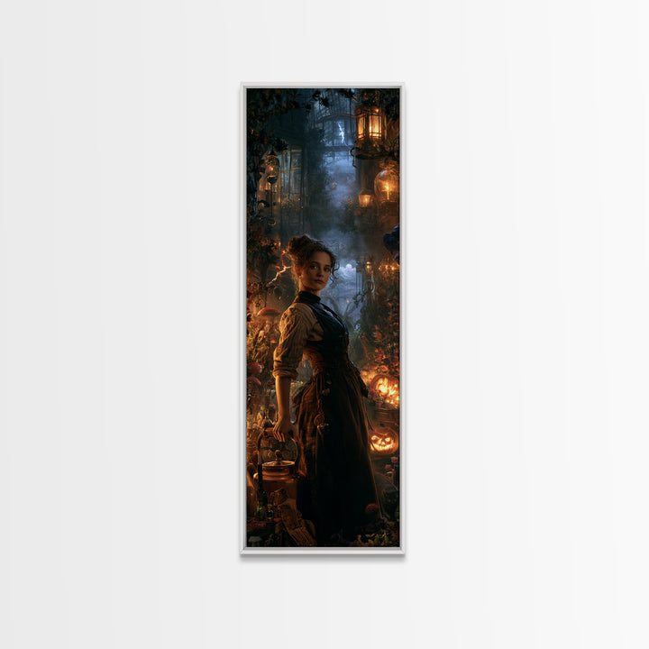 The Kitchen Witch, Victorian Witch Portrait, Tall Narrow Canvas Print, Gothic Home Decor, Gothic Wall Decor, Classic Monster Art