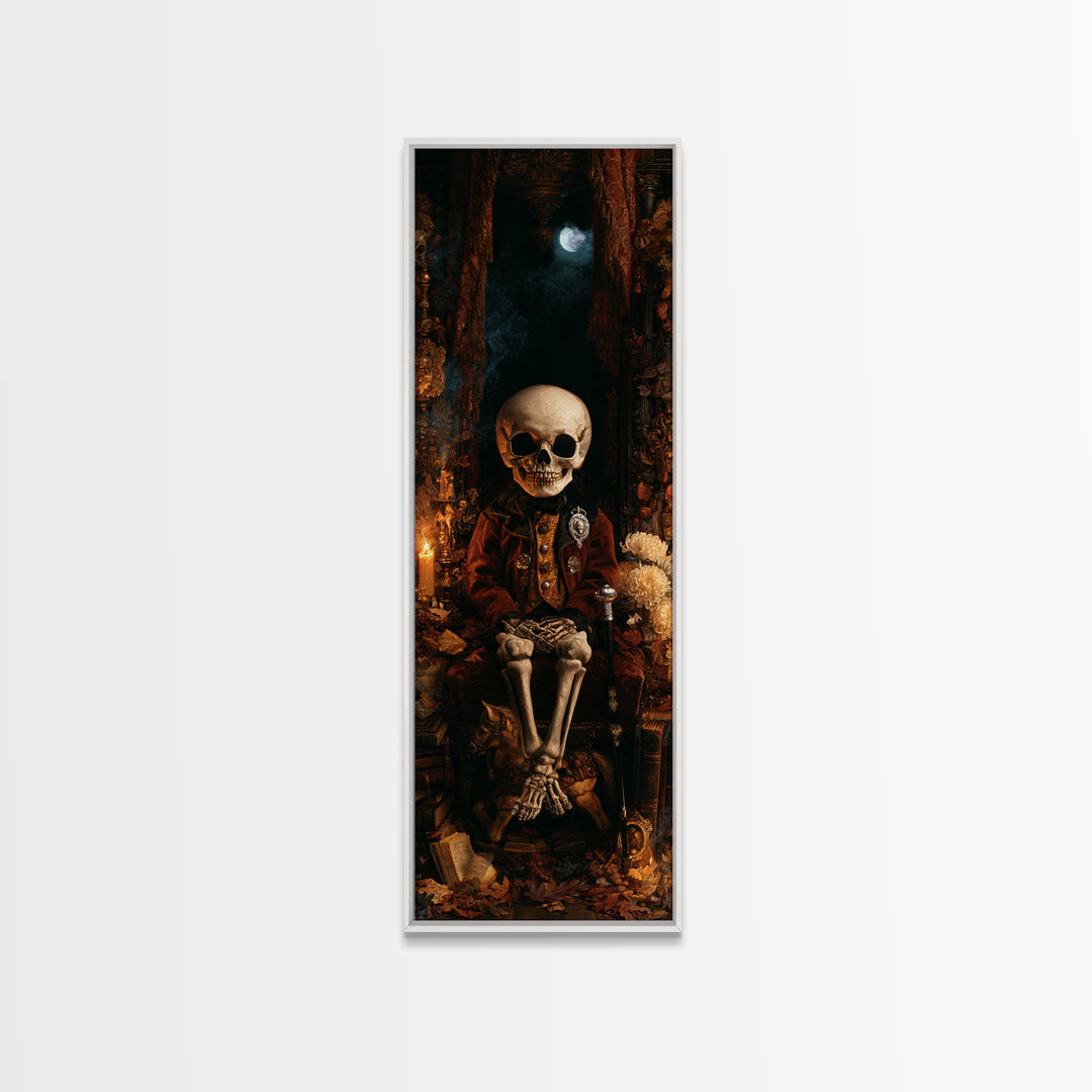The Ossuary Child, Victorian Skeleton Portrait, Tall Narrow Canvas Print, Gothic Home Decor, Gothic Wall Decor, Classic Monster Art