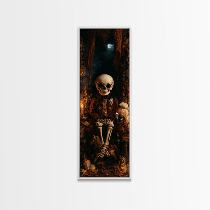 The Ossuary Child, Victorian Skeleton Portrait, Tall Narrow Canvas Print, Gothic Home Decor, Gothic Wall Decor, Classic Monster Art