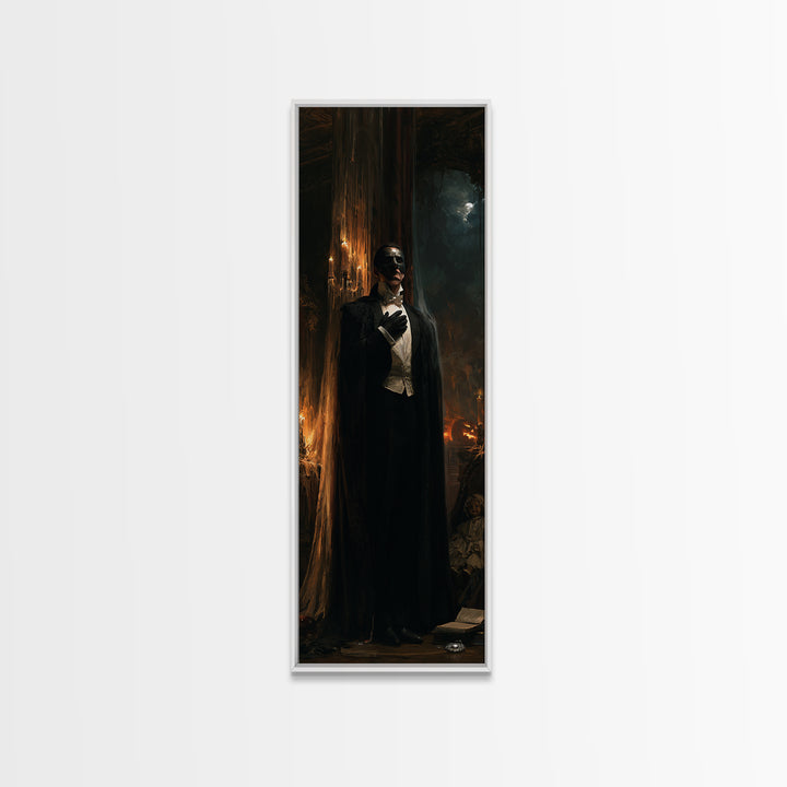 The Opera Phantom, Victorian Phantom Portrait, Tall Narrow Canvas Print, Classic Halloween Decor, Canvas Print, Classic Monster Art