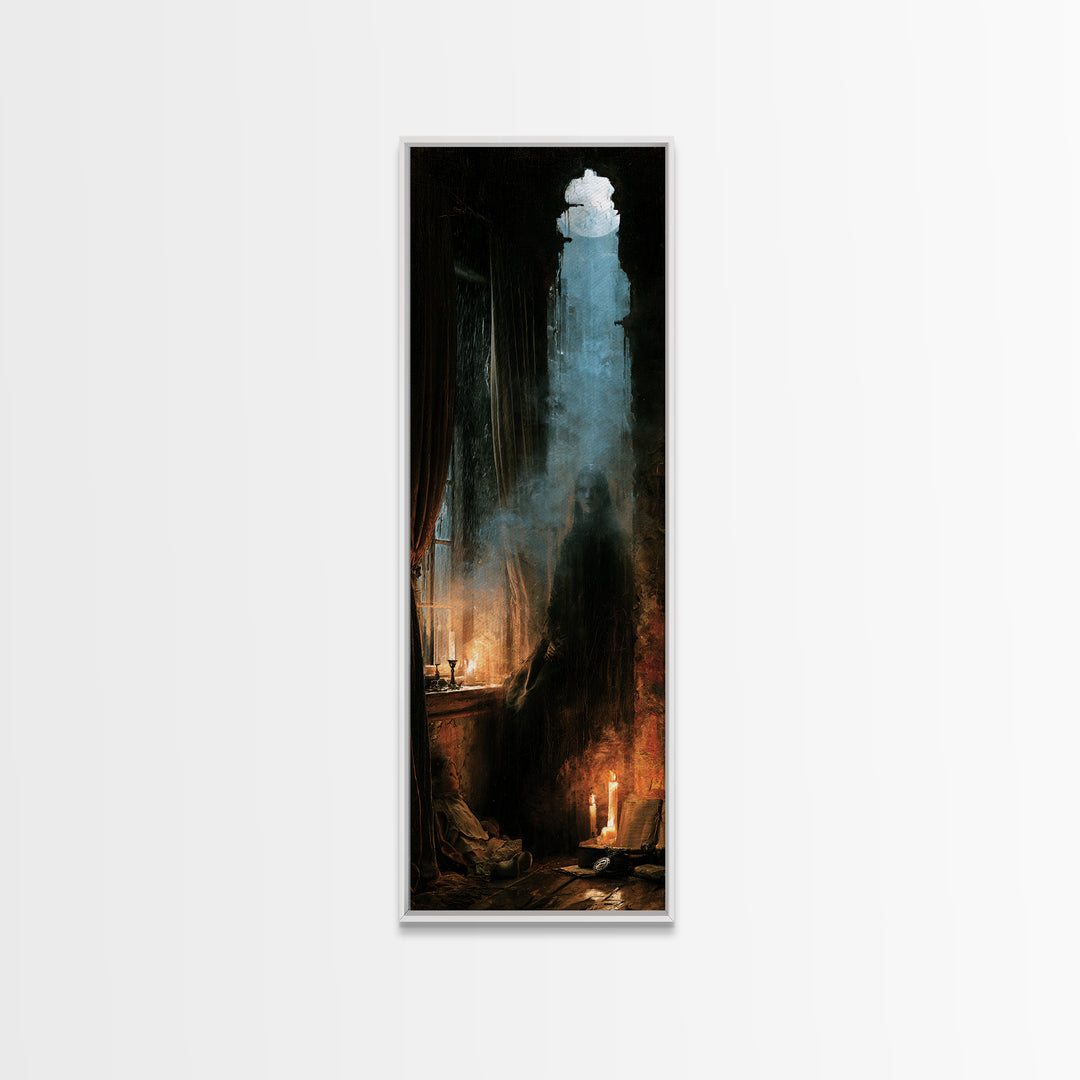 The Cellar Phantom, Victorian Phantom Portrait, Tall Narrow Canvas Print, Classic Halloween Decor, Spooky Season Decor, Classic Monster Art