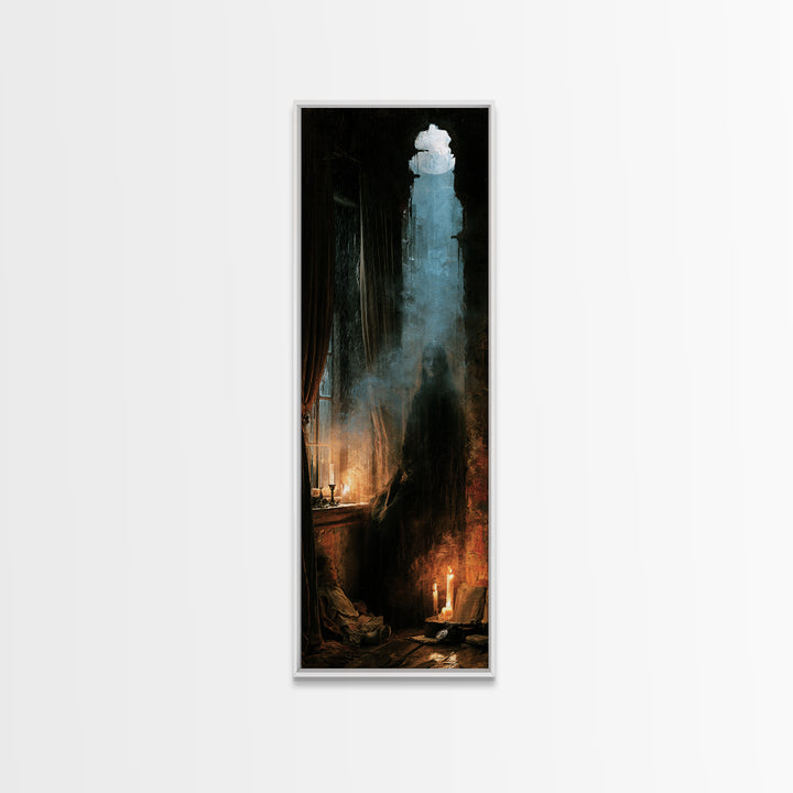 The Cellar Phantom, Victorian Phantom Portrait, Tall Narrow Canvas Print, Classic Halloween Decor, Spooky Season Decor, Classic Monster Art