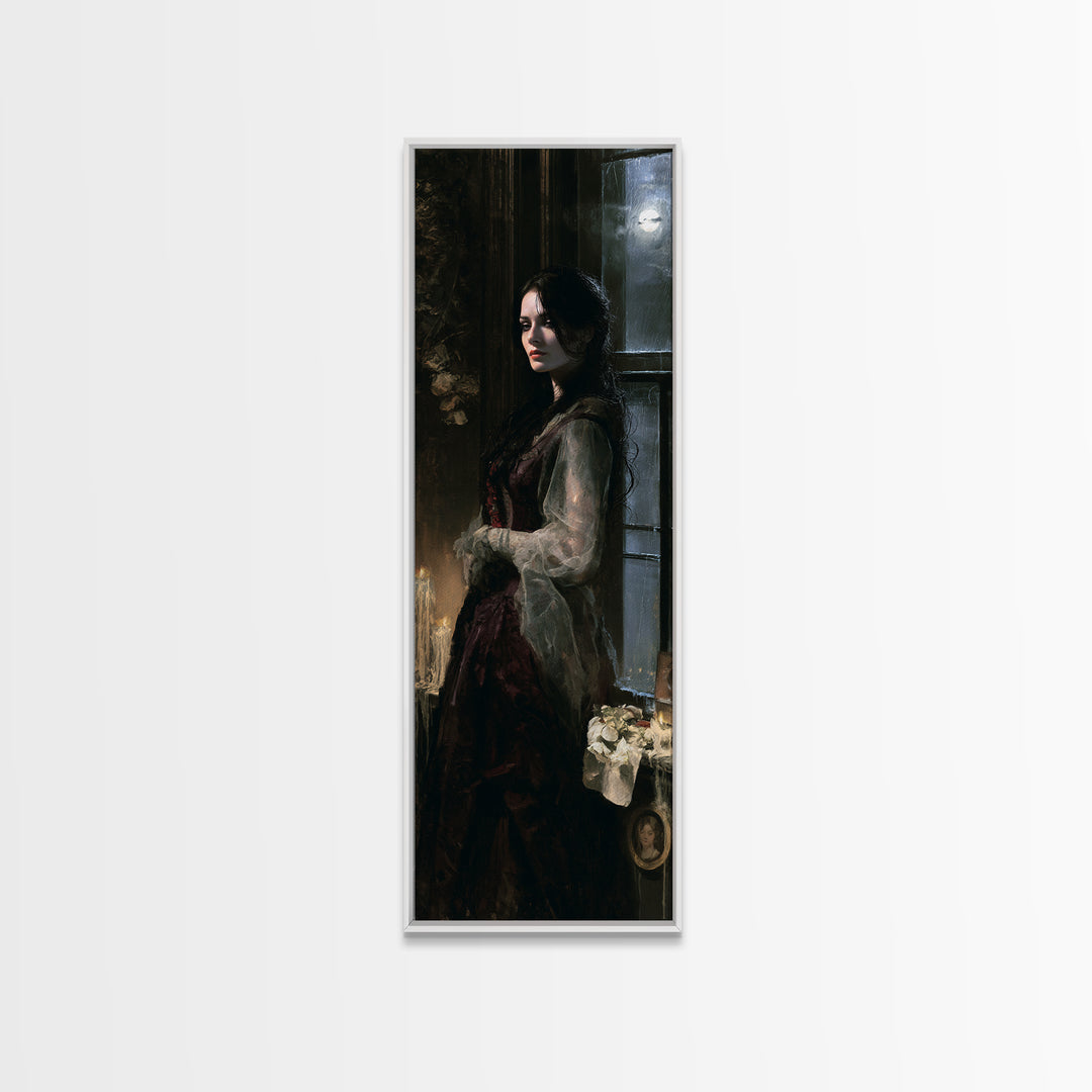 The Lake House Wraith, Victorian Phantom Portrait, Tall Narrow Canvas Print, Gothic Home Decor, Gothic Wall Decor, Classic Monster Art
