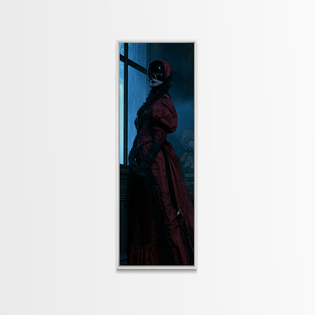 The Velvet Mask Specter, Victorian Phantom Portrait, Tall Narrow Canvas Print, Classic Halloween Decor, Canvas Print, Classic Monster Art
