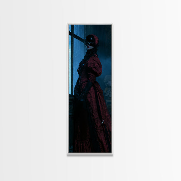 The Velvet Mask Specter, Victorian Phantom Portrait, Tall Narrow Canvas Print, Classic Halloween Decor, Canvas Print, Classic Monster Art
