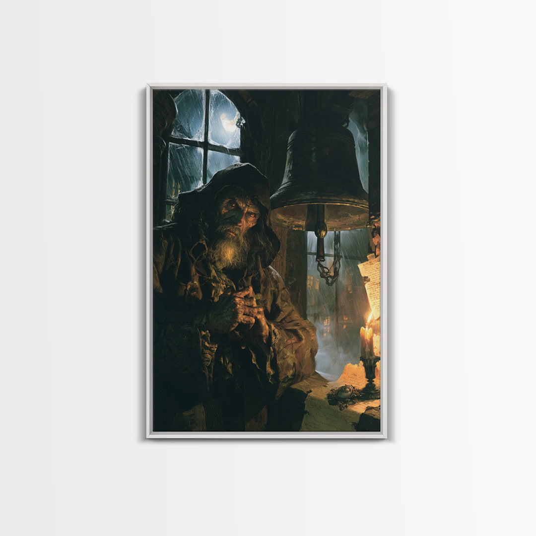 The Tower Bell Phantom, Victorian Phantom Portrait, Vertical Canvas Print, Gothic Home Decor, Spooky Season Decor, Classic Monster Art