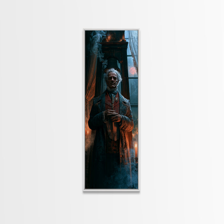 The Tower Bell Phantom, Victorian Phantom Portrait, Tall Narrow Canvas Print, Dark Academia Decor, Antique Horror Decor, Classic Monster Art