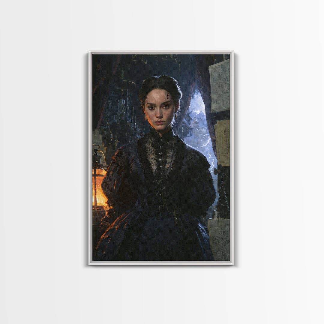 The Thunder Parlour Girl, Victorian Monster Portrait, Vertical Canvas Print, Macabre Home Decor, Canvas Print, Classic Monster Art