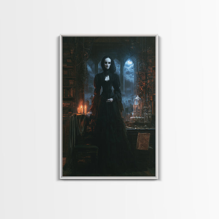 The Alabaster Creation, Victorian Monster Portrait, Vertical Canvas Print, Classic Halloween Decor, Spooky Season Decor, Classic Monster Art