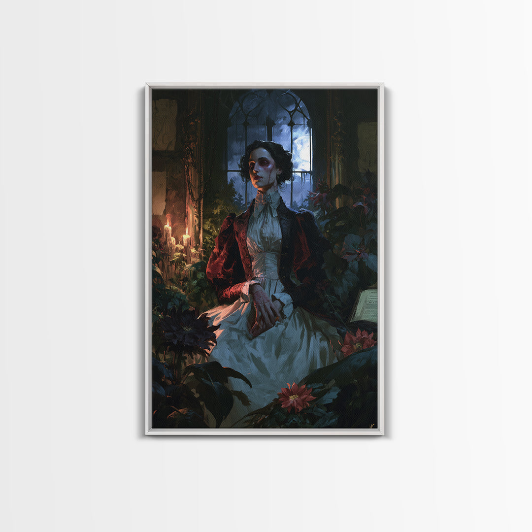 The Garden Experiment, Victorian Monster Portrait, Vertical Canvas Print, Macabre Home Decor, Antique Horror Decor, Classic Monster Art