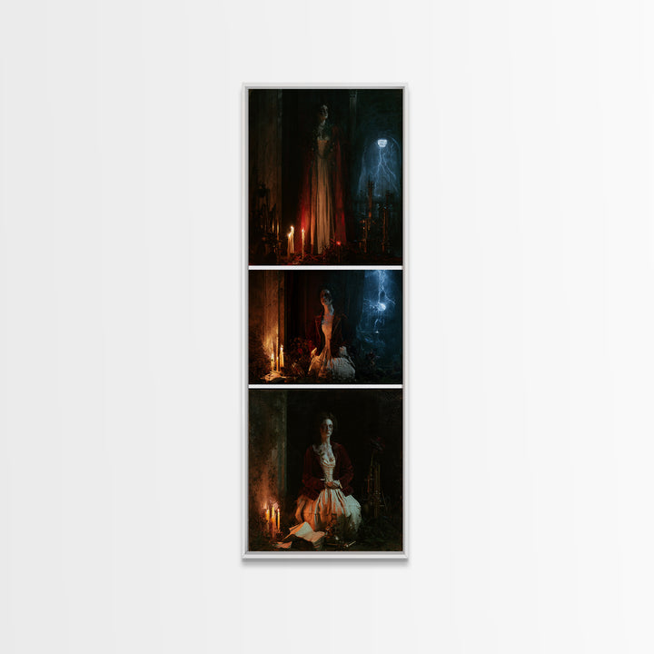 The Garden Experiment, Victorian Monster Portrait, Tall Narrow Canvas Print, Classic Halloween Decor, Classic Monster Art