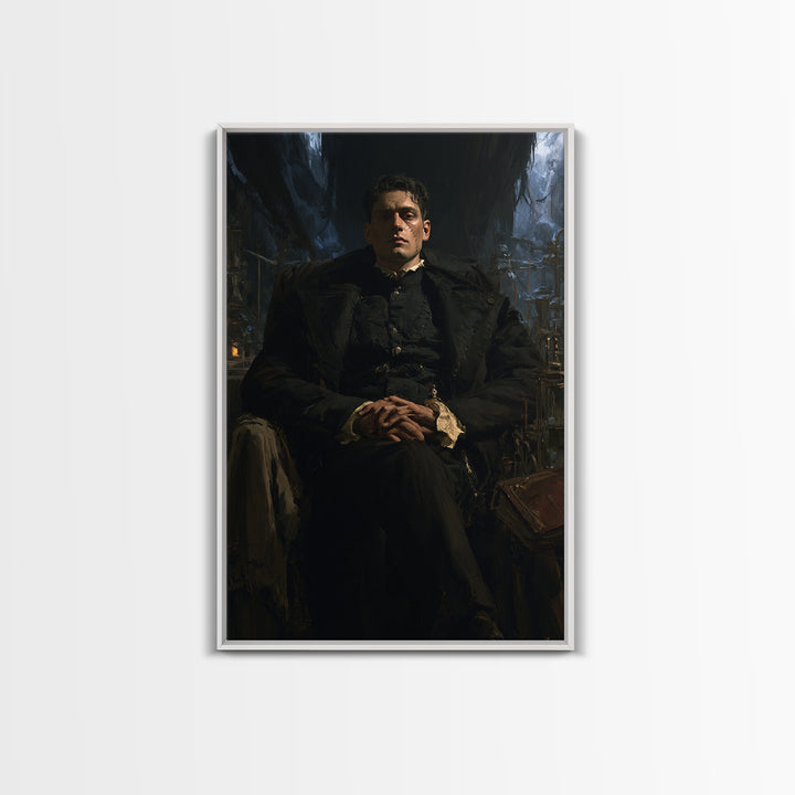 The Clocktower Patient, Victorian Monster Portrait, Vertical Canvas Print, Classic Halloween Decor, Canvas Print, Classic Monster Art