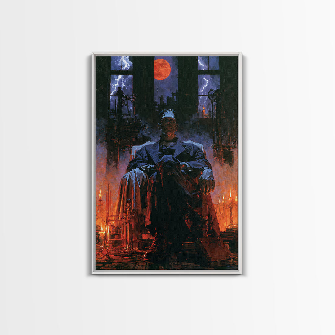 The Manor House Colossus, Victorian Monster Portrait, Vertical Canvas Print, Antique Style Decor, Classic Monster Art