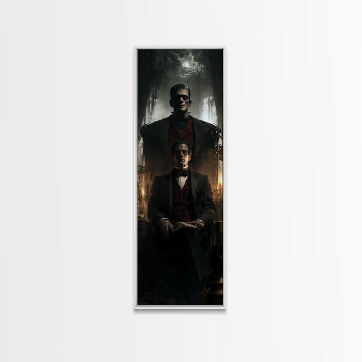 The Manor House Colossus, Victorian Monster Portrait, Tall Narrow Canvas Print, Macabre Home Decor, Classic Monster Art