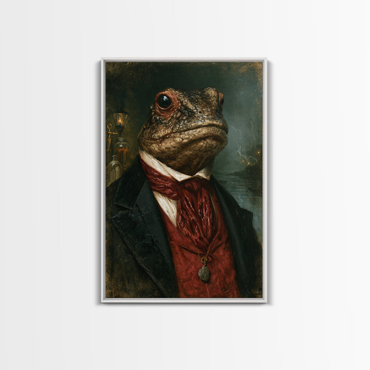The Marsh Gentleman, Victorian Creature Portrait, Vertical Canvas Print, Gothic Home Decor, Antique Horror Decor, Classic Monster Art