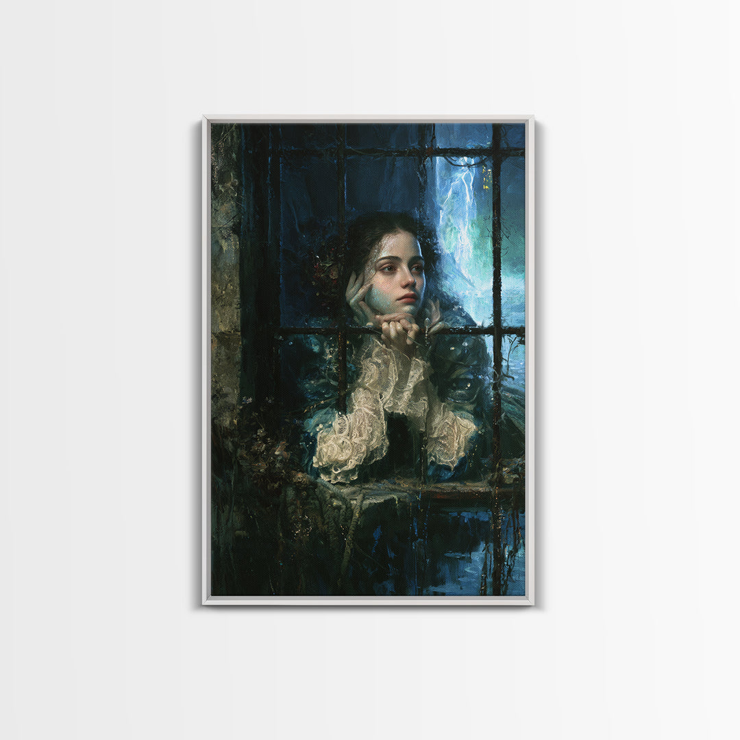 The Lagoon Bride, Victorian Creature Portrait, Vertical Canvas Print, Antique Style Decor, Gothic Wall Decor, Classic Monster Art